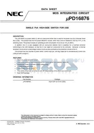 UPD16876G datasheet - SINGLE Pch HIGH-SIDE SWITCH FOR USB