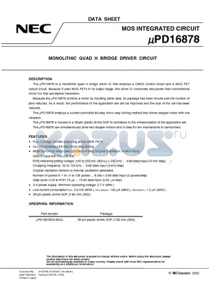 UPD16878GS-BGG datasheet - MONOLITHIC QUAD H BRIDGE DRIVER CIRCUIT