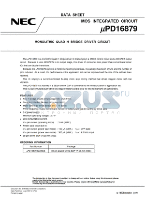 UPD16879 datasheet - MONOLITHIC QUAD H BRIDGE DRIVER CIRCUIT