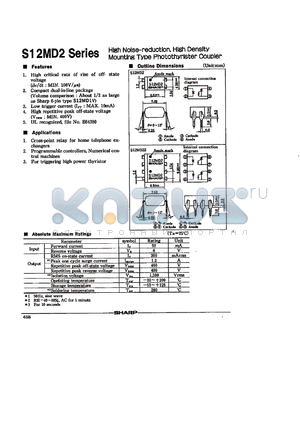 S12MD22 datasheet - HIGH NOISE-REDUCTLON,HIGH DENSLTY MOUNTING TYPE PHOTOTHYRISTER COUPLER