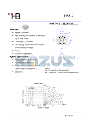 S12NW6C datasheet - Highest Flux White