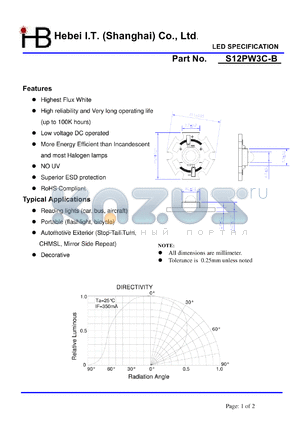 S12PW3C-B datasheet - LED