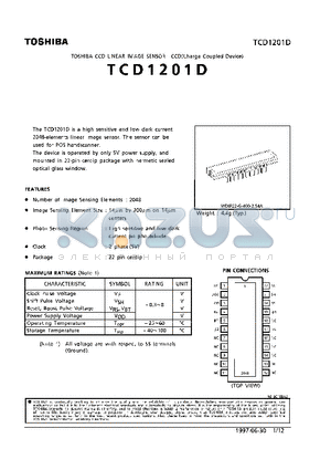 TCD1201D datasheet - CCD LINEAR IMAGE SENSOR