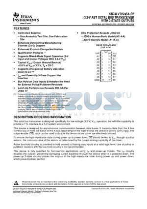 SN74LVTH245A-EP datasheet - 3.3-V ABT OCTAL BUS TRANSCEIVER WITH 3-STATE OUTPUTS