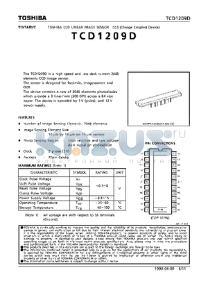 TCD1209 datasheet - CCD LINEAR IMAGE SENSOR