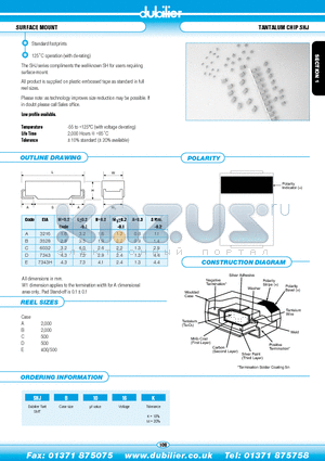 SHJB1016M datasheet - SURFACE MOUNT TANTALUM CHIP SHJ