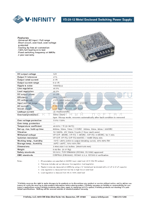 VS-25-12 datasheet - Metal Enclosed Switching Power Supply