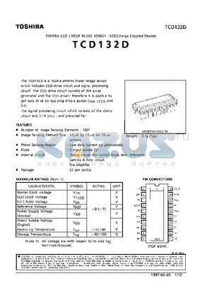 TCD132 datasheet - CCD LINEAR IMAGE SENSOR