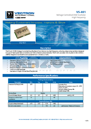 VS-4010-DEX-205X datasheet - Voltage Controlled SAW Oscillator