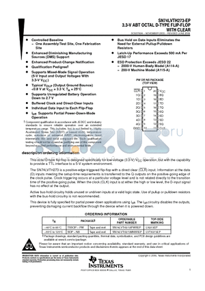 SN74LVTH273-EP datasheet - 3.3-V ABT OCTAL D-TYPE FLIP-FLOP WITH CLEAR
