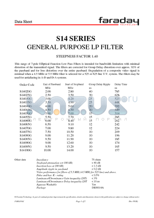 S14050G datasheet - GENERAL PURPOSE LP FILTER