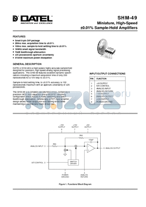 SHM-49MM datasheet - Miniature, High-Speed -0.01% Sample-Hold Amplifiers