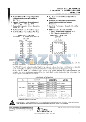 SN74LVTH273PWRE4 datasheet - 3.3-V ABT OCTAL D-TYPE FLIP-FLOPS WITH CLEAR