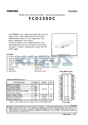 TCD2300C datasheet - CCD LINEAR IMAGE SENSOR