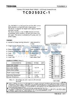 TCD2502C-1 datasheet - CCD LINEAR IMAGE SENSOR