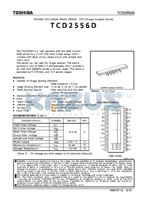 TCD2556D datasheet - CCD LINEAR IMAGE SENSOR