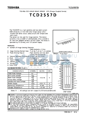 TCD2557D datasheet - CCD LINEAR IMAGE SENSOR