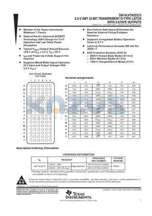 SN74LVTH32373 datasheet - 3.3-V ABT 32-BIT TRANSPARENT D-TYPE LATCH WITH 3-STATE OUTPUTS