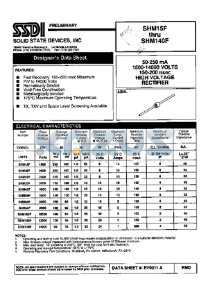 SHM100F datasheet - 50-250 mA 1500-14000 VOLTS 150-200 nsec HIGH VOLTAGE RECTIFIER