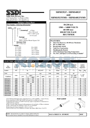 SHM100UF datasheet - HIGH VOLTAGE RECTIFIER