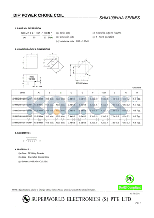 SHM109HHA-R32MF datasheet - DIP POWER CHOKE COIL