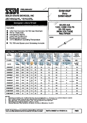 SHM120UF datasheet - 50-250 mA 1500-14000 VOLTS 60-100 nsec HIGH VOLTAGE RECTIFIER