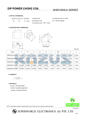 SHM129HLA-R50MF datasheet - DIP POWER CHOKE COIL