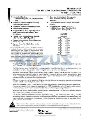 SN74LVTH374IPWREP datasheet - 3.3-V ABT OCTAL EDGE-TRIGGERED D-TYPE FLIP-FLOP WITH 3-STATE OUTPUTS