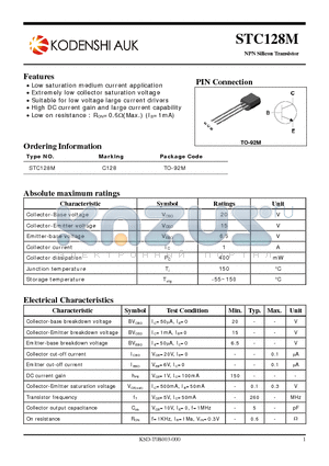 STC128M datasheet - NPN Silicon Transistor