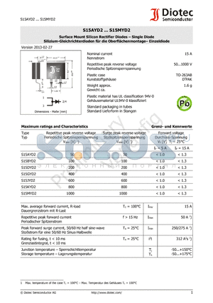 S15AYD2_13 datasheet - Surface Mount Silicon Rectifier Diodes - Single Diode