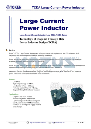 TCDA1090-R25M datasheet - TCDA Large Current Power Inductor