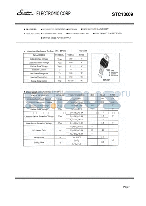 STC13009 datasheet - NPN POWER TRANSISTORS