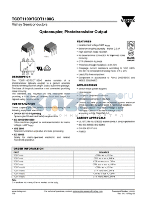 TCDT1100_08 datasheet - Optocoupler, Phototransistor Output