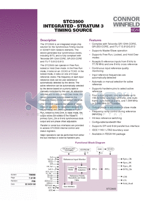 STC3500 datasheet - INTEGRATED - STRATUM 3 TIMING SOURCE