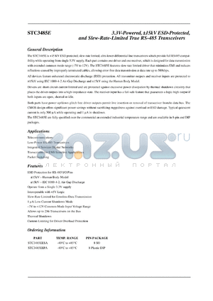 STC3485EEPA datasheet - 3.3V-Powered, a15kV ESD-Protected, and Slew-Rate-Limited True RS-485 Transceivers