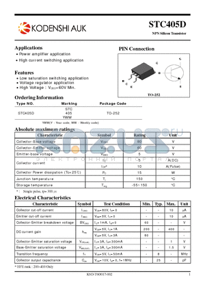 STC405D datasheet - NPN Silicon Transistor