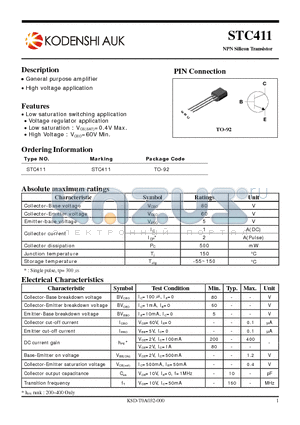 STC411 datasheet - NPN Silicon Transistor
