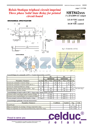 SHT842 datasheet - Three phase Solid State Relay for printed circuit board