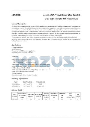 STC485E datasheet - a15kV ESD-Protected,Slew-Rate-Limited, Fail-Safe,True RS-485 Transceivers