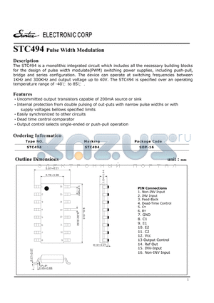 STC494 datasheet - Pulse Width Modulation