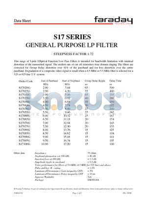 S17020G datasheet - GENERAL PURPOSE LP FILTER