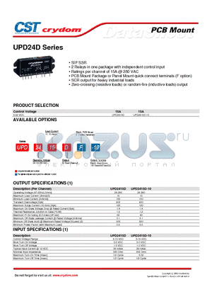 UPD2415D datasheet - SIP SSR 2 Relays in one package with independent control input