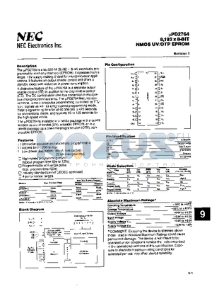 UPD2764-2 datasheet - 8,192 x 8-BIT NMOS UV/OTP EPROM