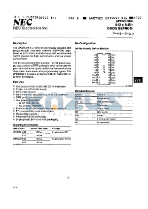 UPD28C04 datasheet - CMOS EEPROM