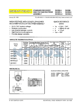 SHVM10 datasheet - STANDARD RECOVERY HIGH VOLTAGE RECTIFIER ASSEMBLY