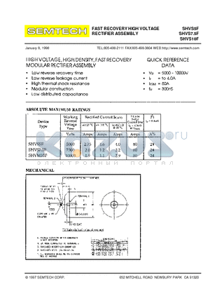 SHVS7.5F datasheet - FAST RECOVERY HIGH VOLTAGE RECTIFIER ASSEMBLY