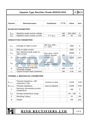 SHXXC1850 datasheet - Capsule Type Rectifier Diode
