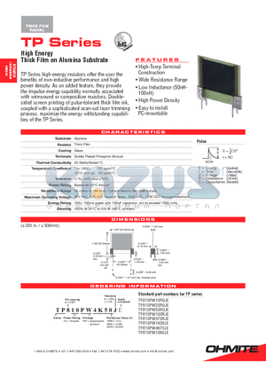 TP810PW100RJE datasheet - High Energy Thick Film on Alumina Substrate