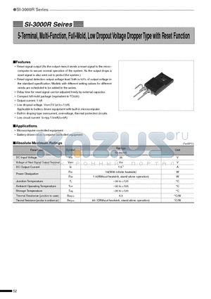 SI-3000R datasheet - 5-Terminal, Multi-Function, Full-Mold, Low Dropout Voltage Dropper Type with Reset Function