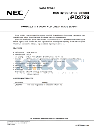 UPD3729 datasheet - 5000 PIXELS x 3 COLOR CCD LINEAR IMAGE SENSOR